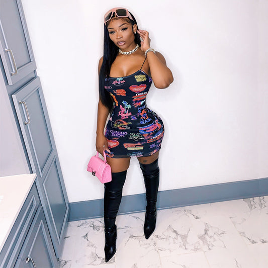 π₯Hot Girl Summer Sling Mini Dress π₯ Sexy Club Outfit β’ Mini & Sexy β’ Life-of-the-Party Wear