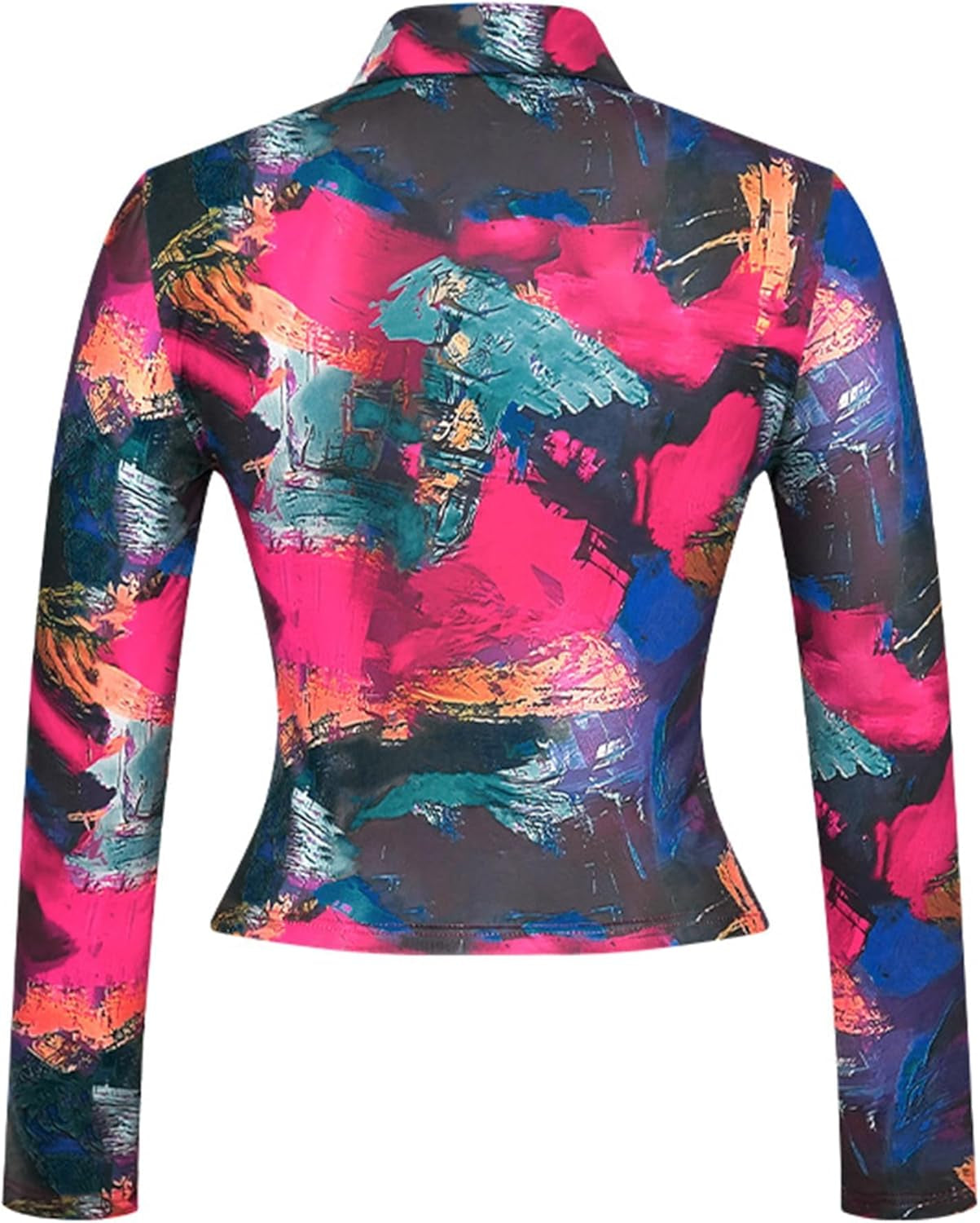 Women Sexy Button down Shirts Long Sleeve Collared Tie Dye Tops