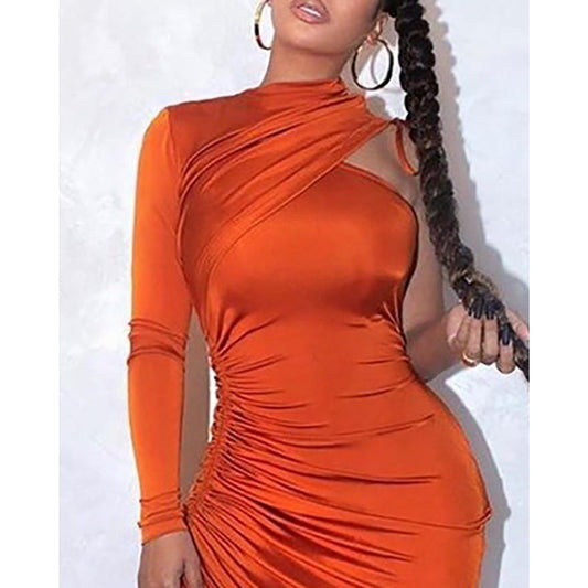 Party Like Itβs My Birthday One-Shoulder Pleated Tight-Fitting Dress ππ