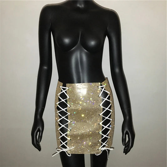β¨Luxury Glitter Crystal Diamond Wrap Mini Skirt β Sexy Clubwear β¨