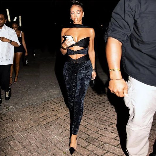 New 2026 Arrivals β Womenβs Fall 2-Piece Velvet Set: Super Sexy Hollow Tops & Pants ππ