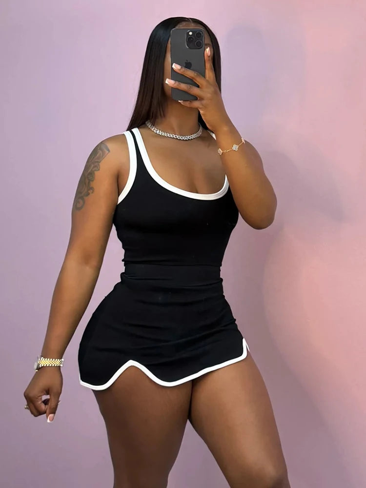 Quick Sexy 2-Piece Matching Set β U-Neck Backless Crop Top & Mini Skirt πβ¨