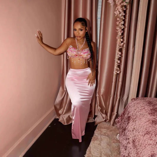 Bright Light High-Slit Skirt β Luxury Evening & Clubwear Style