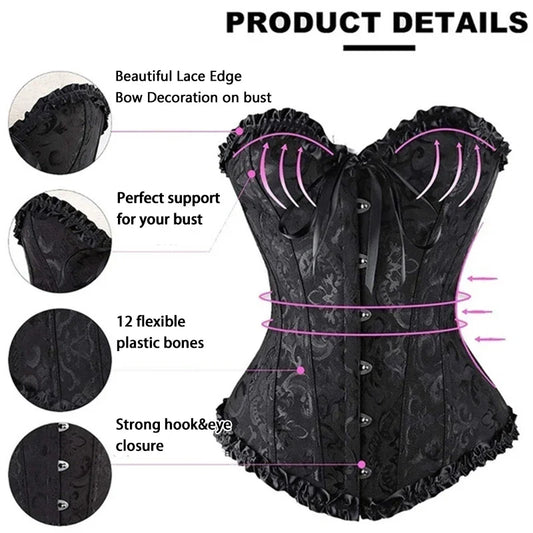 Women's Waist-Cinching Shapewear with Corset-Style Lacing - Party Clubwear for Slimming Silhouette Plus Size Corset