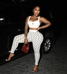 STYLISH LADY Moon Printed Slim 2-Piece Set β Long Sleeve Top + Shorts Suit π