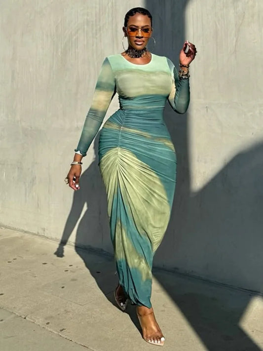 π₯ R&B Sexy Gradient Body-Hugging Dress β Womenβs Street & Retro Chic π₯