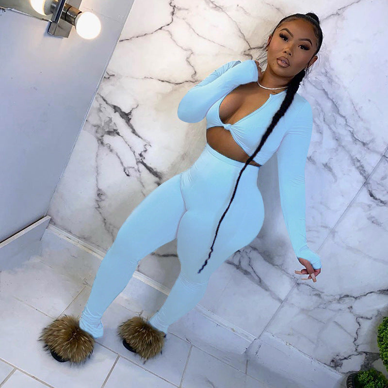 Queen Curves 2 Two Piece Set Women Pink Outfit Long Sleeve Crop Top Leggings Women Joggers Matching Sets Ladies Tracksuit