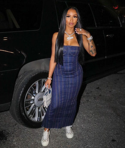 Tube Top Body Kissed Denim Dress