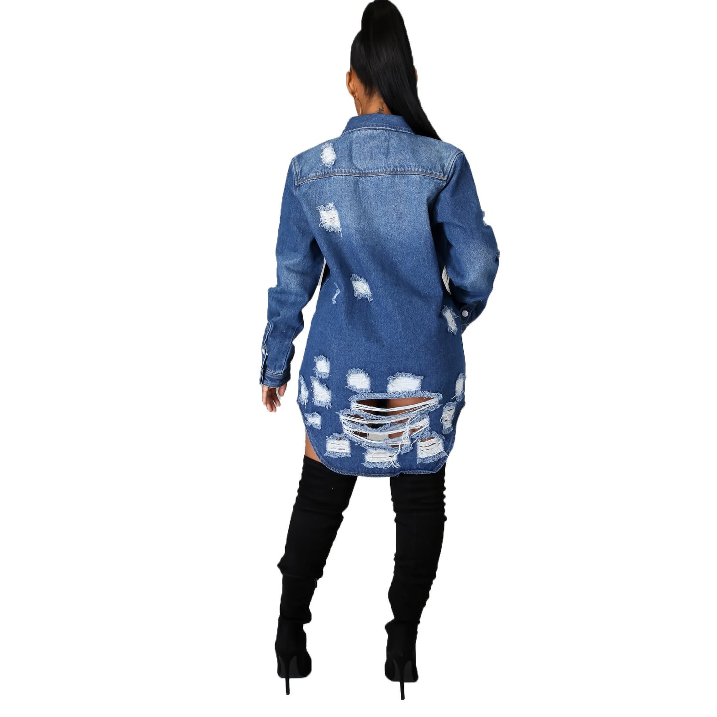 Feel Her Vibe – Ripped Old-School Sexy Slimming Denim Jacket