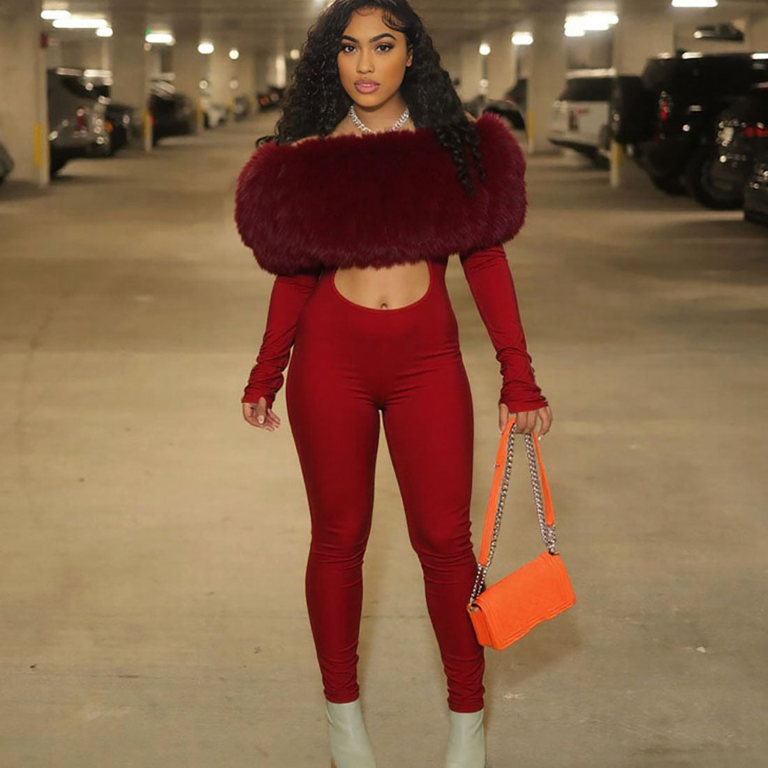 Fur-Style Full Body Suit – Sexy Curve-Hugging Women’s Outfit