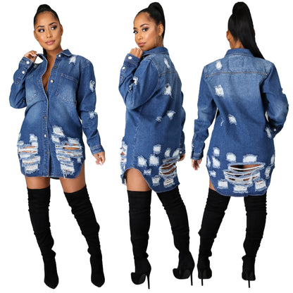 Feel Her Vibe – Ripped Old-School Sexy Slimming Denim Jacket