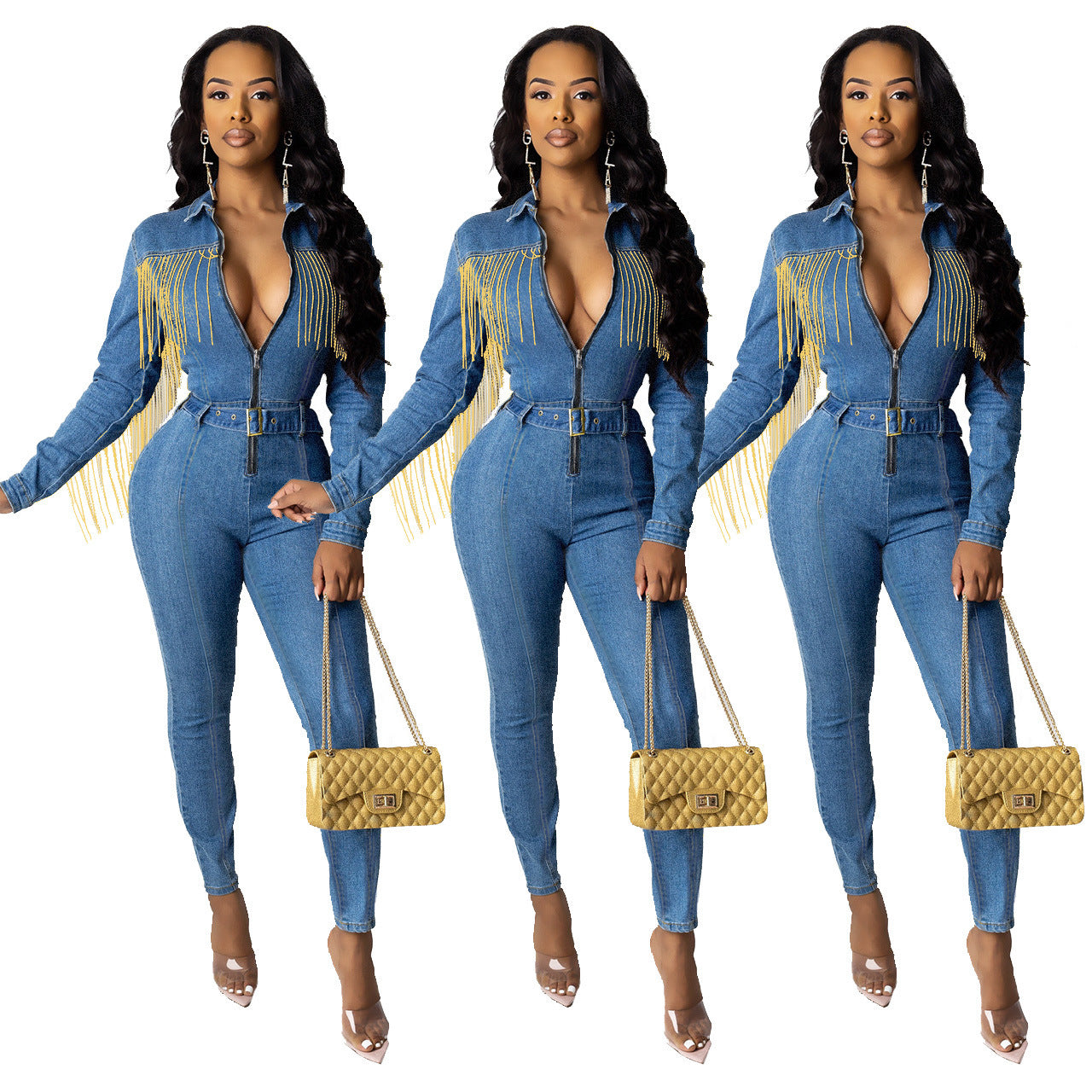 Rodeo Ready Fringed Denim Jumpsuit