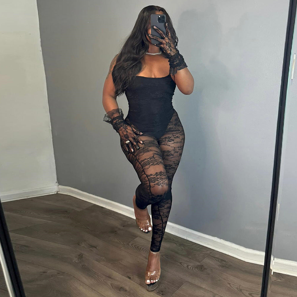 High-Elasticity Sling Jumpsuit – Figure-Hugging Night-Out Look