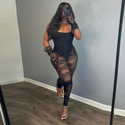 High-Elasticity Sling Jumpsuit – Figure-Hugging Night-Out Look