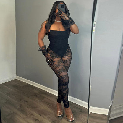 High-Elasticity Sling Jumpsuit – Figure-Hugging Night-Out Look