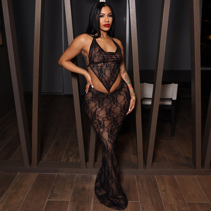 🔥 Heart Snatching Lace-Up Wrapped Chest Pleated Skirt Suit 🔥