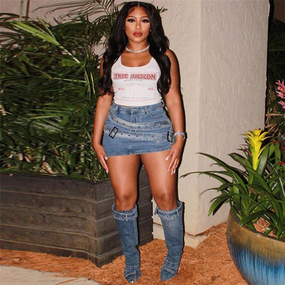 Summer Heat Women's Fashion Denim Skirt