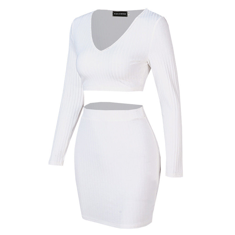 Women’s Solid Color Skirt Suit – Body-Flattering Two-Piece