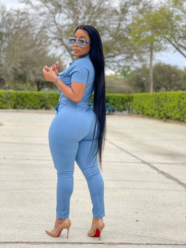 Body Blast Sexy All-Denim Slim-Fit Bodysuit – Curve-Hugging One-Piece