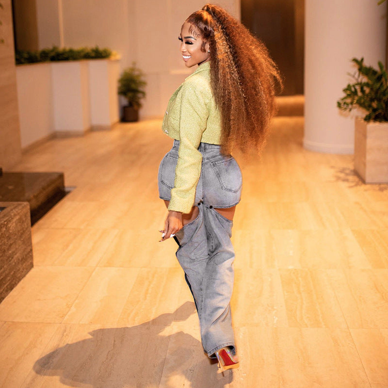 Statement Made With Women's Solid Casual 2026 Button Loose Jeans