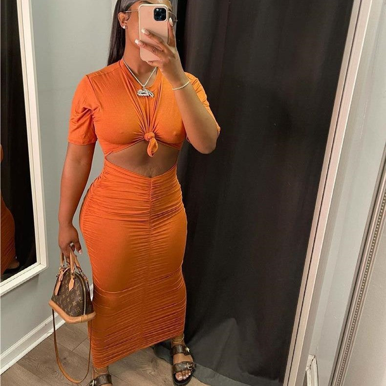 Women’s Short Sleeve Pleated Dress Set – Chic Matching Outfit