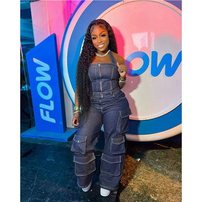 Kosher Sexy Women's Fashion Personality Denim Jumpsuit