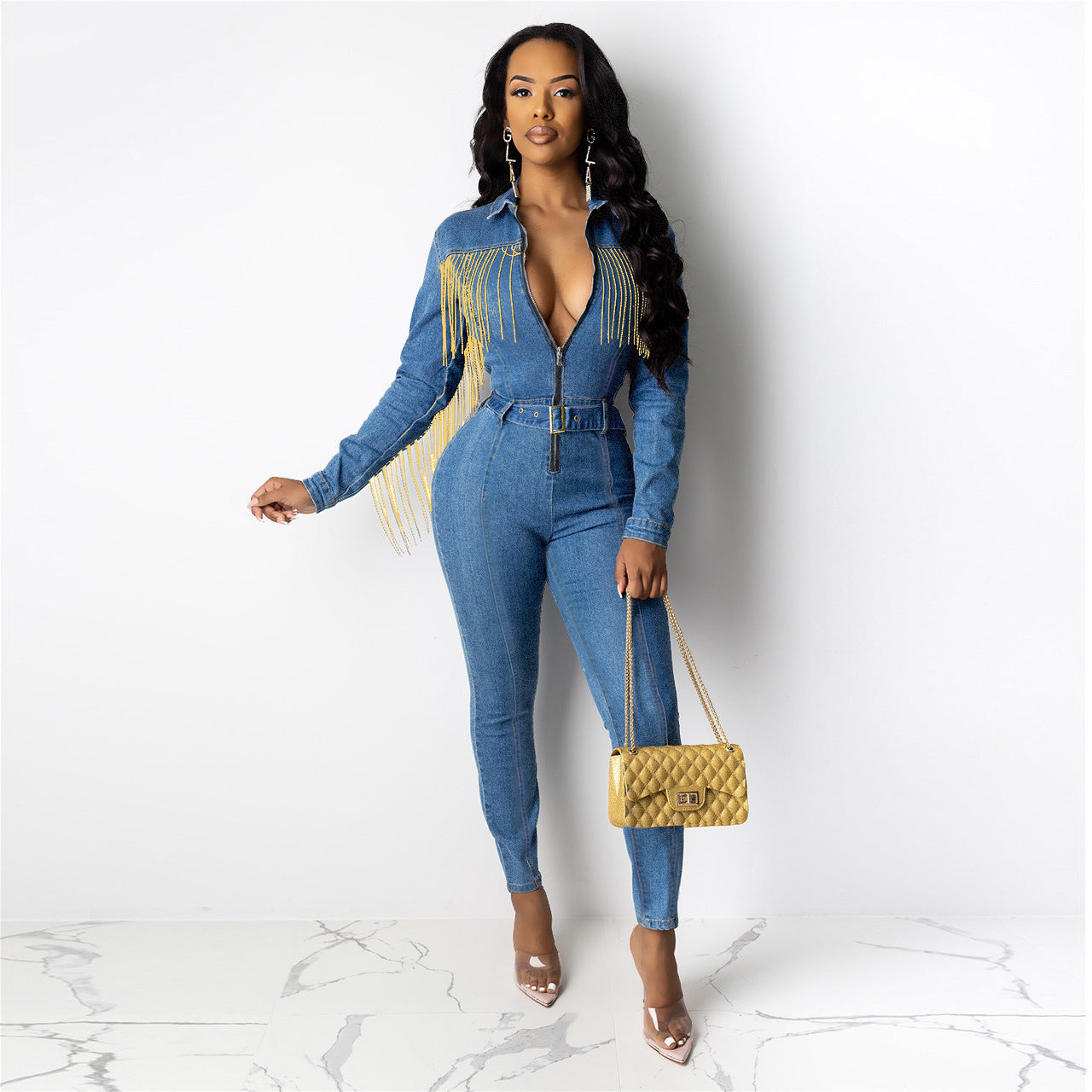 Rodeo Ready Fringed Denim Jumpsuit