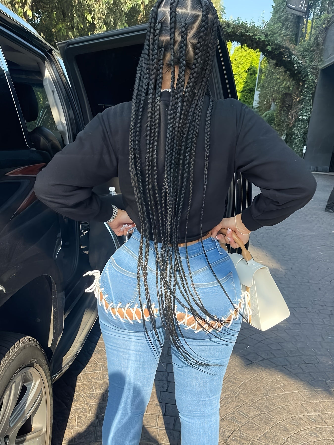 Women's Plus Size Cross Strappy Skinny Jeans Mid Rise Tight Stretch Denim Pants Sexy Cut Out Clubwear