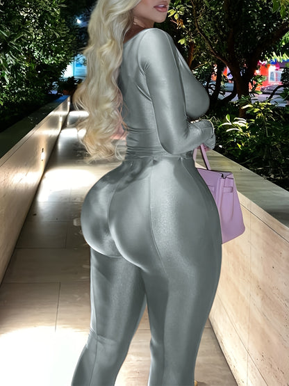 💋 2-Piece Sexy Outfit Set – Off-The-Shoulder Top &amp; Flared Pants 💋