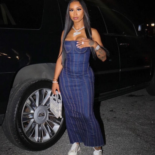 Tube Top Body Kissed Denim Dress