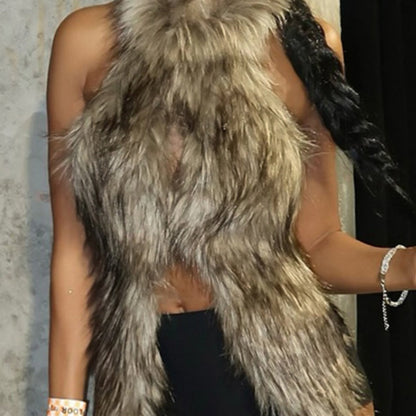 🔥 Sexy Tribal Fur Vest Jacket – Women’s Statement Crop Top 💋