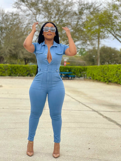 Body Blast Sexy All-Denim Slim-Fit Bodysuit – Curve-Hugging One-Piece
