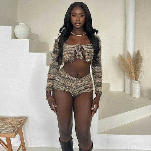 Sexy Cut-Out Co-Ord Set – Long-Sleeve Top & Curve-Hugging Bottom