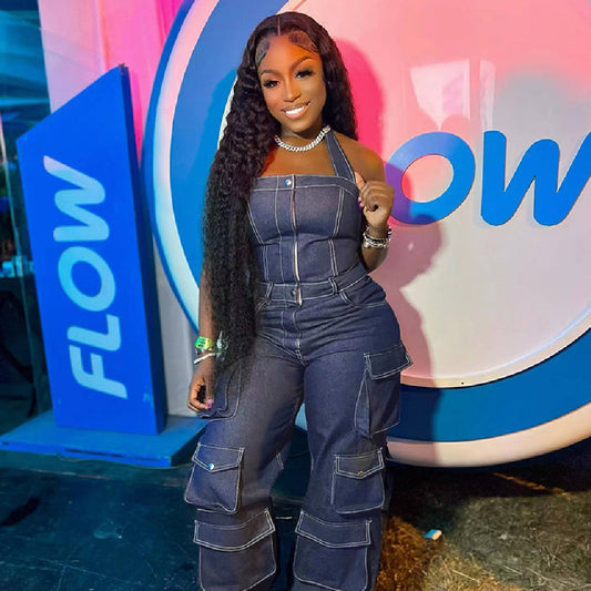 Kosher Sexy Women's Fashion Personality Denim Jumpsuit