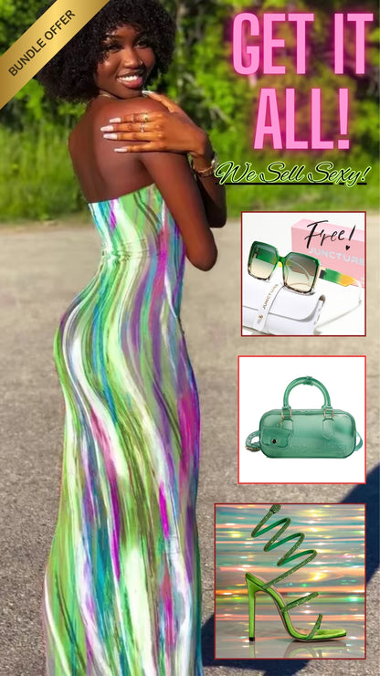 🔥 The Rainbow Bombshell Glow-Up Bundle 🔥 3-Piece Luxury Fit — 1 Price — FREE Sunglasses!