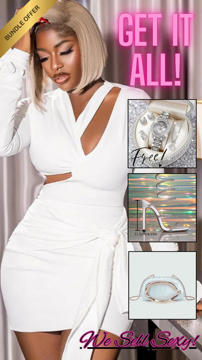 🔥 Queen of Curves Luxe Night-Out Bundle + FREE 5PCS Rhinestone Watch Jewelry Set 🔥 Limited Time • Bundle Slay • Free Luxury Gift Included