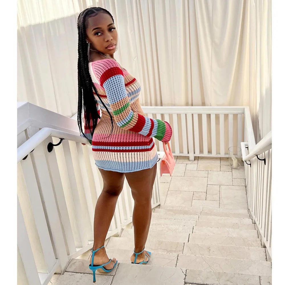 Knitted Body Sexy Long-Sleeve Dress – Knitted Sweater Short Dress for Women 💋🔥