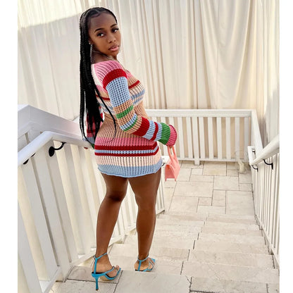 Knitted Body Sexy Long-Sleeve Dress – Knitted Sweater Short Dress for Women 💋🔥