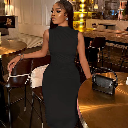 Late Night Dinner Ready Long Dress – Waist-Ruched Casual Dress for Women ✨💃