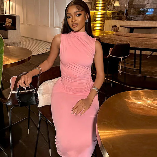 Late Night Dinner Ready Long Dress – Waist-Ruched Casual Dress for Women ✨💃