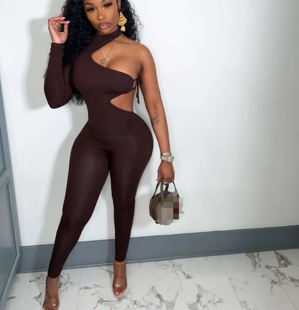 It’s My Birthday Body Flash One-Shoulder Playsuit – Bodycon Bandage Jumpsuit with Long Pant 🎉💋