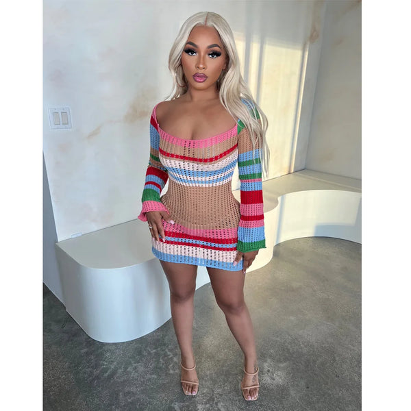 Knitted Body Sexy Long-Sleeve Dress – Knitted Sweater Short Dress for Women 💋🔥