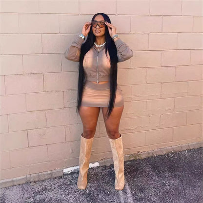 Smart Sexy Sweatshirt &amp; Two-Piece Mini Skirt Set – Women’s Thick Winter Set ❄️💋