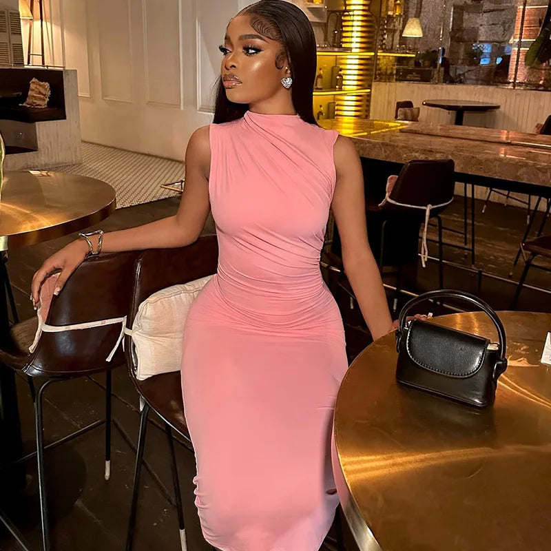 Late Night Dinner Ready Long Dress – Waist-Ruched Casual Dress for Women ✨💃