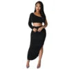 She Not Me One-Shoulder Sleeve Top &amp; Sexy Tight Pleated Irregular Skirt Set 💋🔥