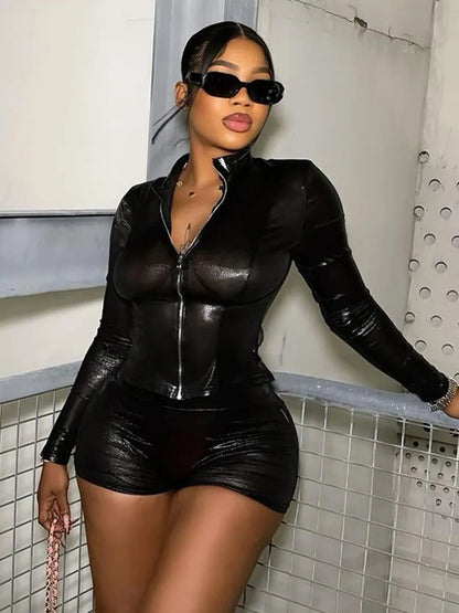 💋 Out The Way – Sexy 2-Piece Leather Clubwear Set for Women ✨🔥