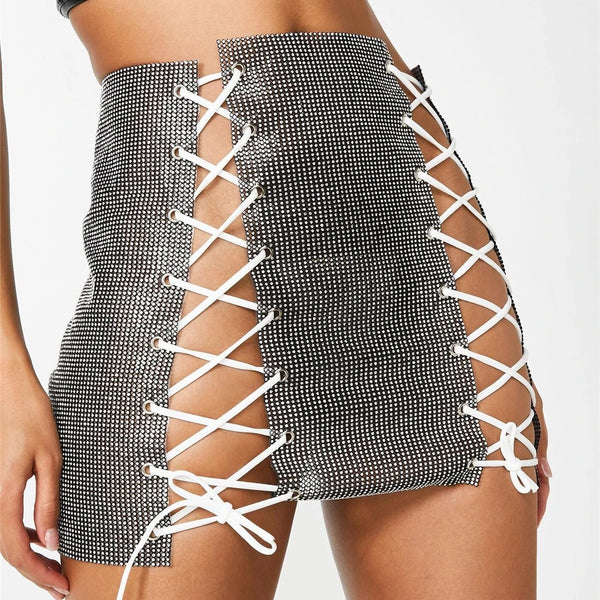 ✨Luxury Glitter Crystal Diamond Wrap Mini Skirt – Sexy Clubwear ✨