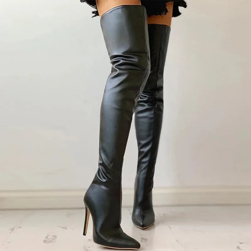 High Heel Over-the-Knee Power Boots 🔥 Back-Zip • Fashion Statement • Bold Personality Boots