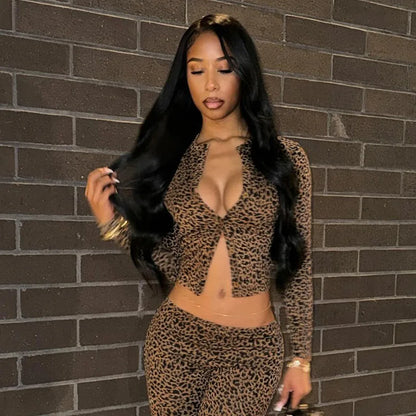 🔥Crop Leopard 2-Piece Pant Set – Elegant, Wild &amp; Sexy Clubwear for Women 🔥