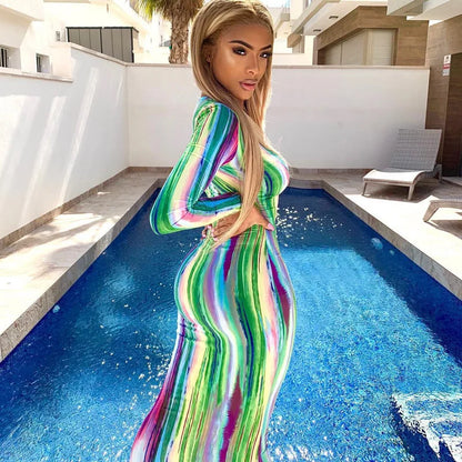 🔥 Color Crush 2026 – Sexy Off-Shoulder Tie-Dye Wrapped Chest Dresses 🔥